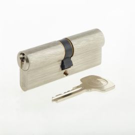 Yale Cylinder Double Euro Profile Key + Key 80mm (40+40) Satin Nickel 500 Series #10-0502-4040-00-22-01