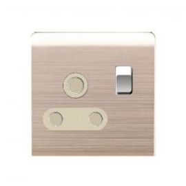 Milano Switch Socket 1Gang 15A Round Pin Brushed Gold 210800600012