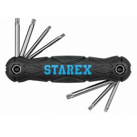 Starex Hex Key Wrench Set w/Hole 8pcs(T9-T40) Grey Soft Grip Blister Card