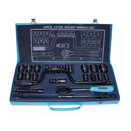 Starex Socket Wrench Set 24pcs 1/2" Dr. Black Nickel Finish Metal Case