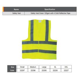 Starex Safety Vest Green XL w/4 Cloth Reflective Tape 120GSM ST22226
