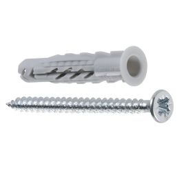 Fischer Nylon Universal Fixing Plug W/Chipboard Screw UX 8x50 RS B 4Pcs 90879/507955
