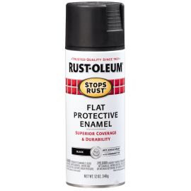 Spray Paint Stops Rust Protective Enamel Flat Black 12oz 7776830 Rust-Oleum