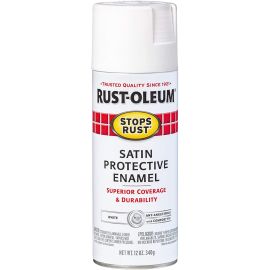 Spray Paint Stops Rust Satin Enamel White 12oz 7791830 Rust-Oleum