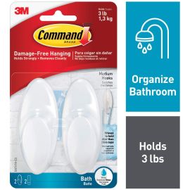 3M Hook/Water Resistant Strips M2hook,2Strips Bath18