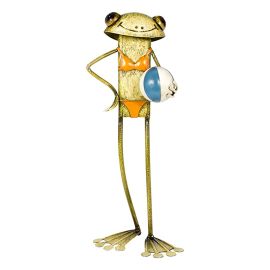 La Hacienda Indoor/Outdoor Painted Steel Beach Frogs Isla (Beach Ball) Multicolored 42cm h x 17cm w x 13cm d 55487