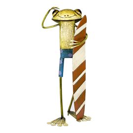 La Hacienda Indoor/Outdoor Painted Steel Beach Frogs Dougie (Surfer) Multicoloured 42cm h x 18cm w x 13cm d 55488