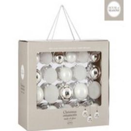 HOUSE OF SEASONS Bauble Glass White 42pcs