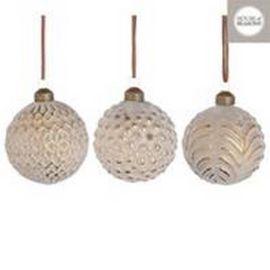 HOUSE OF SEASONS Bauble Glass Gold 3 Assorted Display D8cm