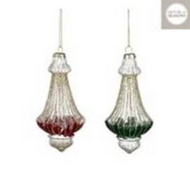 HOUSE OF SEASONS Ornament Finial 2 Assorted Colors Red/Green H13.5xD6cm