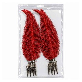 HOUSE OF SEASONS Clip Fern Red 8pcs L22xW4cm