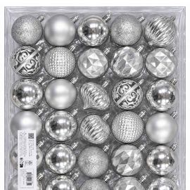 HOUSE OF SEASONS Tree Decoration Unbreakable Silver 60pcs