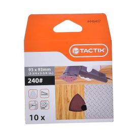 Tactix Sanding Sheet 240 Grit 93x93mm Tri-base 10pcs 446407