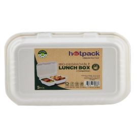 Hotpack Bio Degradable Lunch Box 2 Compartment 5Pcs HSMBDLB2 Hotpack
