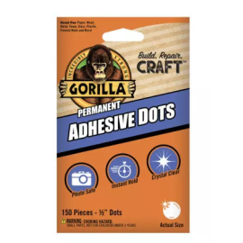 Gorilla Permanent Adhesive Dots 1/2" x 150pcs 104905