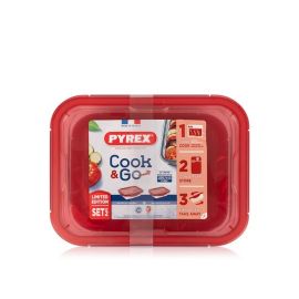 Pyrex Storage Dish Rect. 0.8L+1.9L Red