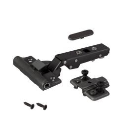 Walteco Concealed Hinge Ø 35Mm For Overlay Doors, Clip-On Installation And Integrated Soft Close  + Screw-On Plate With Cam Adjustment, Black Edition 60023
