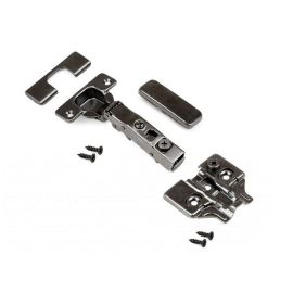 Walteco Concealed Hinge Ø 35Mm For Overlay Doors, Clip-On Installation And Integrated Soft Close  + Screw-On Plate With Cam Adjustment, Titanium 60020