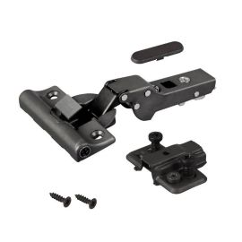 Walteco Concealed Hinge Ø 35Mm For Half Overlay Doors, Clip-On Installation And Integrated Soft Close + Screw-On Plate With Cam Adjustment, Black Edition 60024
