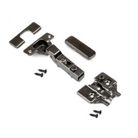 Walteco Concealed Hinge Ø 35Mm For Half Overlay Doors, Clip-On Installation And Integrated Soft Close + Screw-On Plate With Cam Adjustment, Titanium 60021
