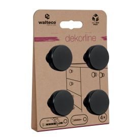 Walteco Set Of Furniture Knobs Dieren Ø 30Mm, Aluminium, Elox, Black Mat, 4 Pcs 7732