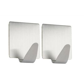 Walteco Hook, Self-Adhesive, Big, Angular, Stainless Steel, 2 Pcs. 8489