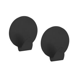 Walteco Hook, Self-Adhesive, Big, Round, Black, 2 Pcs. 8662