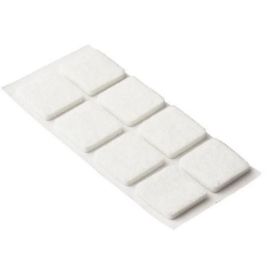 Walteco Felt Pads 30X30Mm, Self-Adhesive, White, 8 Pcs 84660