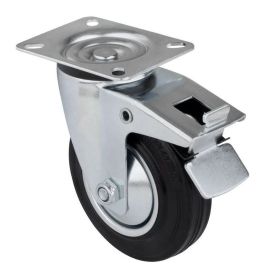 Walteco Swivel Castor Ø 125Mm, With Plate, Brake, Load 100Kg 18226