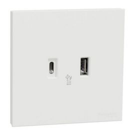 Schneider USB Charger, AvatarOn C, 21 W, Type A+C, QC PD, white E8732ACQUSB_WE