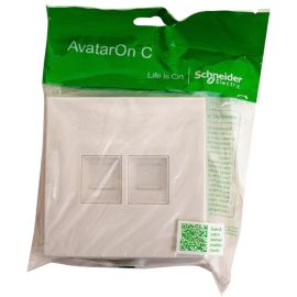 Schneider Electric AvatarOn C Data Socket Cover without module 2 gangs RJ45 white E8732RJSC_WE