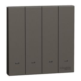 Schneider Switch with Fluorescent Locator, AvatarOn C, 2 way, 4 gang, 16AX, 250V, dark grey E8734L2F_DG