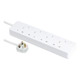 Schneider Trailing socket, AvatarOn, with individual switch, 4 gang, 3M, white TSH34_3_WE_C5