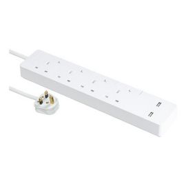 Schneider Trailing socket, AvatarOn, with individual switch & USB, 4 gang, 3M, white TSH34U_3_WE_C5