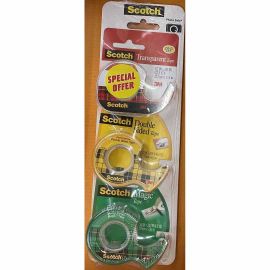 3M Scotch Magic Tape 1X(19 mm x 7.6 m) +Transparent Tape 1X(12.7 mm x 11.4 m) + Double-Sided Tape 1X(12.7 mm x 6.3 m) MGP-0055P-0 (P)