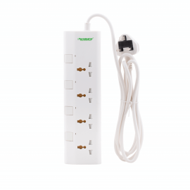 Terminator 4 Way Universal Power Extension Socket with Individual Switches, Indicators, 2M Cable and 13A Fused Plug