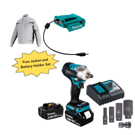Makita 18V Li-ion C/Less Impact Wrench 300Nm with Adaptor and Socket Set 