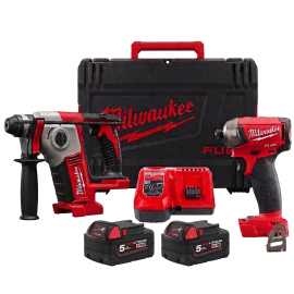 Milwaukee M18 Quiet Impact Driver Fqid-502X + M18 Rotary Hammer Xxx Bh-0 Bty. Combo 4933451790A