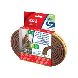 Sealing Tape Self Adhesive 'P' Profile Brown 2 x 3Mtrs PBR6 Beorol