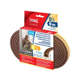 Sealing Tape Self Adhesive 'D' Profile Brown 2 x 3Mtrs DBR6 Beorol