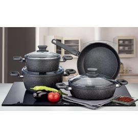 DEFNE 7 PCS GRANITE COOKING SET (GRAY) (S-8902)