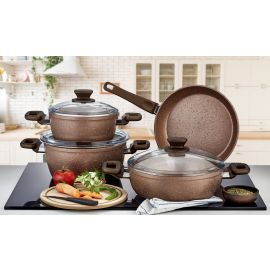 DEFNE 7 PCS GRANITE COOKING SET (ROSE) (S-8903)