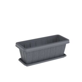 Cosmoplast Planter Rectangular 18" Cedargrain with Tray Cool Grey IFFPPN001CG