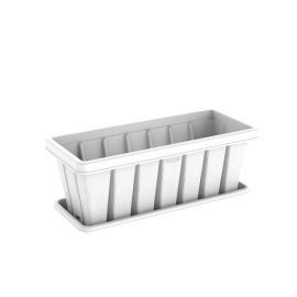 Cosmoplast Planter Rectangular 24" Cedargrain with Tray White IFFPPN002WH