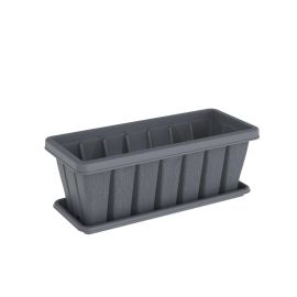 Cosmoplast Planter Rectangular 24" Cedargrain with Tray Cool Grey IFFPPN002CG