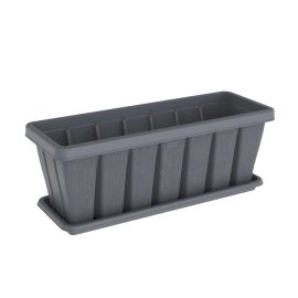Cosmoplast Planter Rectangular 30" Cedargrain with Tray Cool Grey IFFPPN003CG 