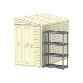 Cosmoplast SideMate 4x8ft Resin Garden Storage Walk-In Shed with FREE Shelving Rack 4 - Ivory