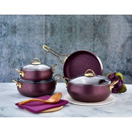 ALYA 7 PCS GRANITE COOKING SET (PURPLE) (S-7005)
