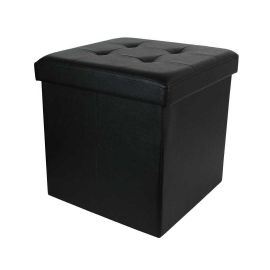Black Foldable Storage Pouffe Ottoman Hd3400