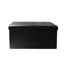 Black Foldable Storage Ottoman Bench Hd3404